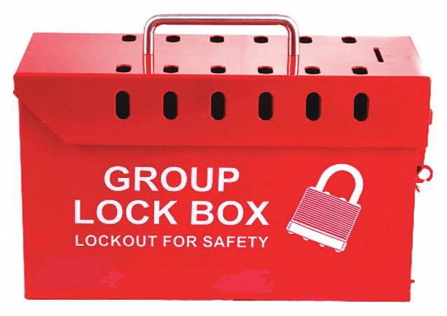 Group Lockout Box Red Steel 6 H 4 D