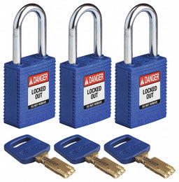 Lockout Padlock Nylon Bl 1/2 W PK3