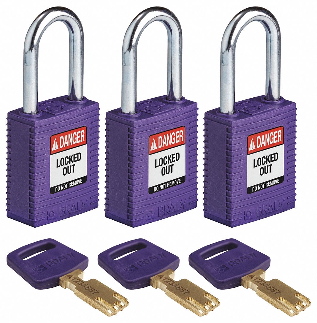 Lockout Padlock Nylon 1/2 W Purple PK3