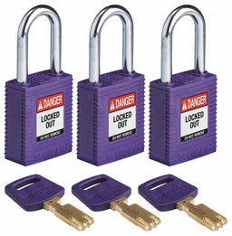Lockout Padlock Nylon 1/2 W Purple PK3