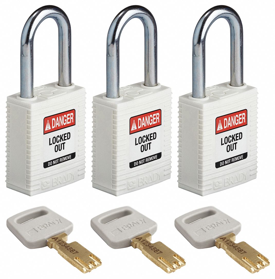 Lockout Padlock Nylon Wht 1/2 W PK3