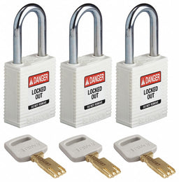 Lockout Padlock Nylon Wht 1/2 W PK3