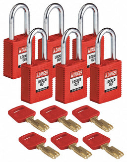 Lockout Padlock Nylon Red 1/2 W PK6