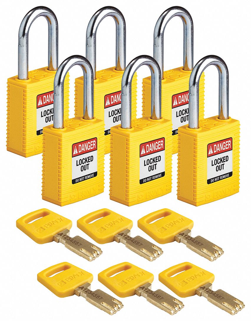 Lockout Padlock Nylon Ylw 6 Keys PK6