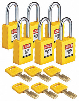 Lockout Padlock Nylon Ylw 1-13/16 H PK6