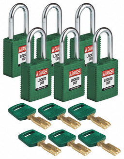 Lockout Padlock Nylon Grn 6 Keys PK6