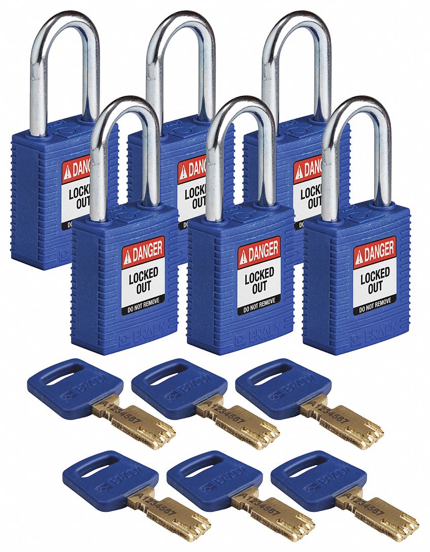 Lockout Padlock Nylon Bl 1-13/16 H PK6