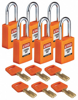 Lockout Padlock Nylon Org 1-13/16 H PK6