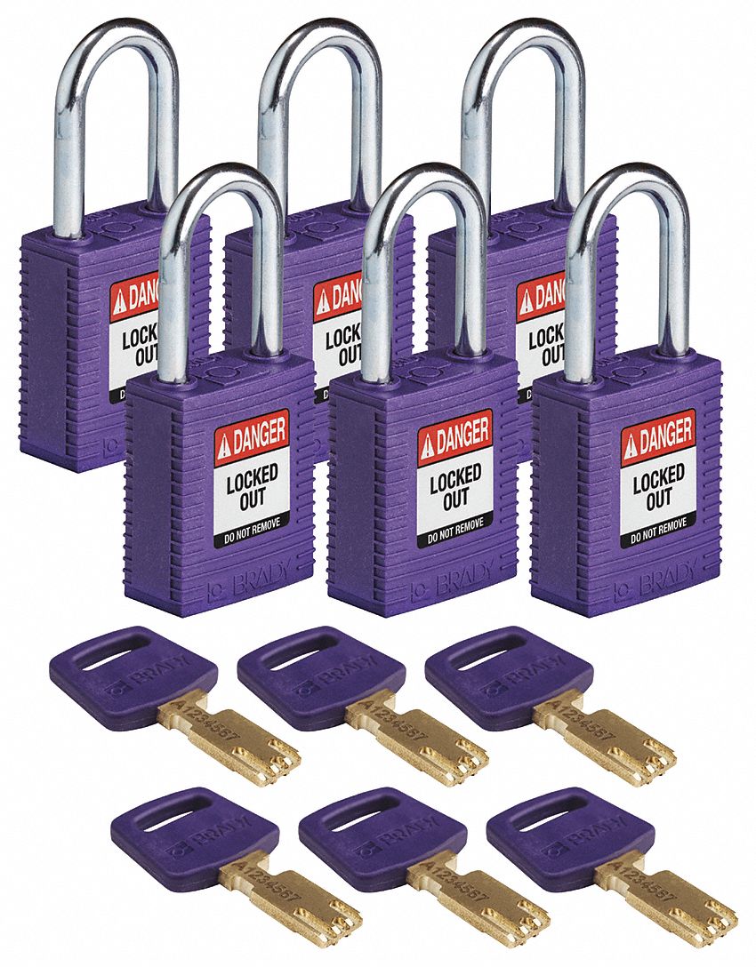 Lockout Padlock Nylon 1/2 W Purple PK6