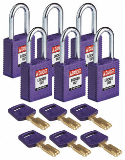 Lockout Padlock Nylon 1/2 W Purple PK6