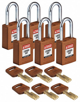 Lockout Padlock Nylon Brn 1-13/16 H PK6