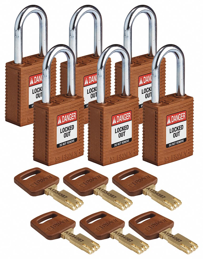 Lockout Padlock Nylon Brn 1-13/16 H PK6