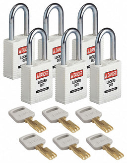 Lockout Padlock Nylon Wht 1-13/16 H PK6