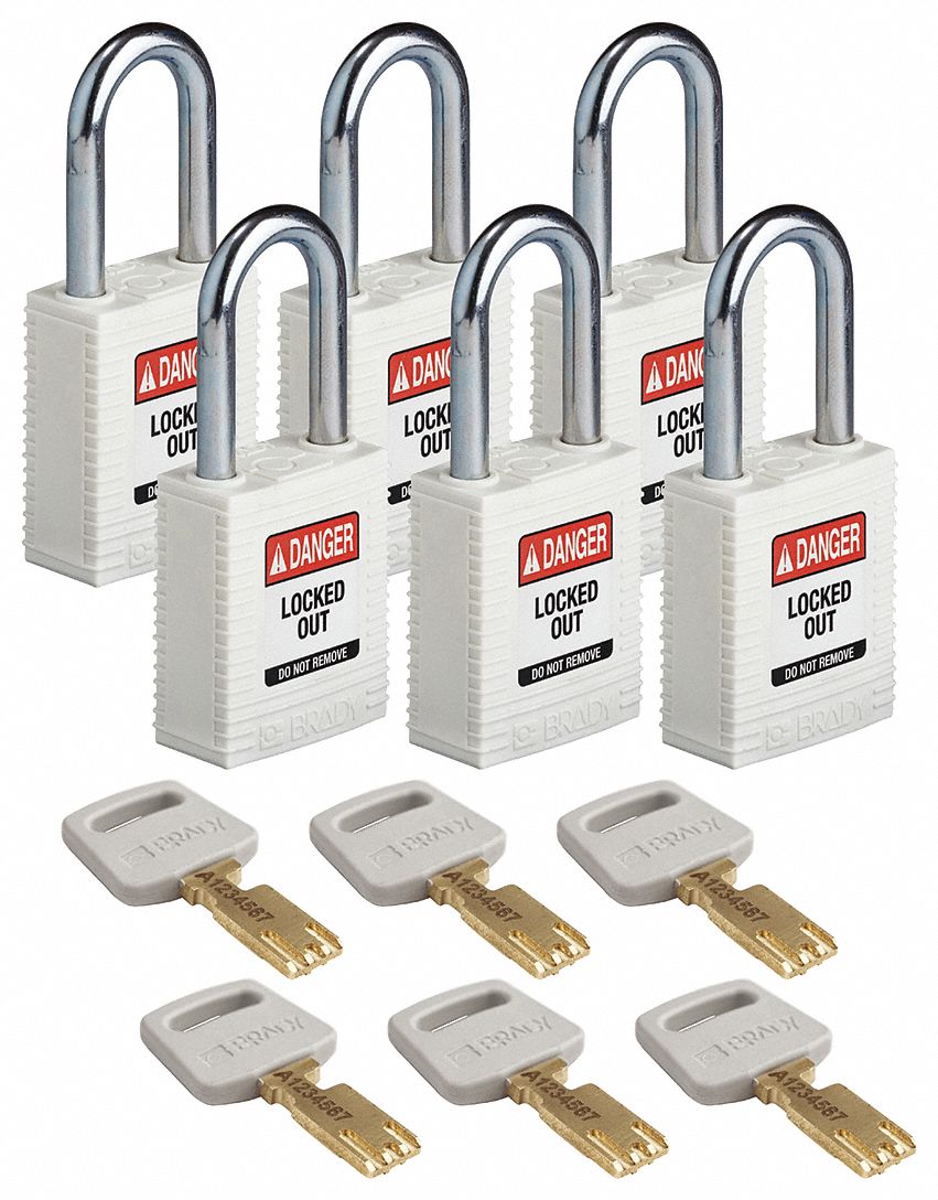 Lockout Padlock Nylon Wht 6 Keys PK6