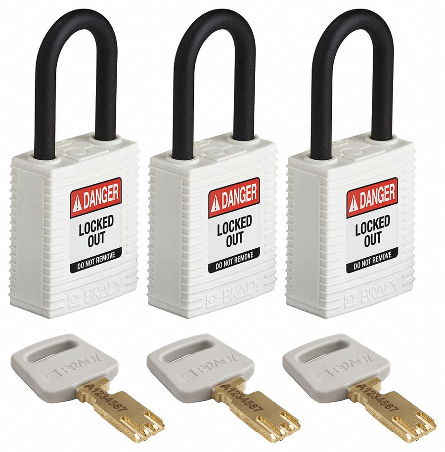 Lockout Padlock Nylon Wht 1-13/16 H PK3