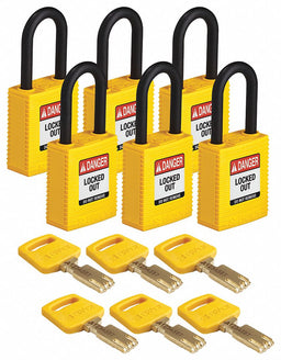 Lockout Padlock Nylon Ylw Rectangle PK6