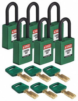 Lockout Padlock Nylon Body Green PK6