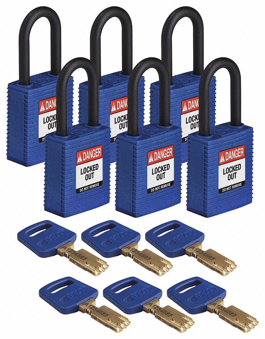 Lockout Padlock Nylon Body Blue PK6