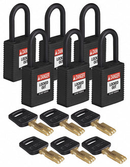 Lockout Padlock Nylon Body Black PK6