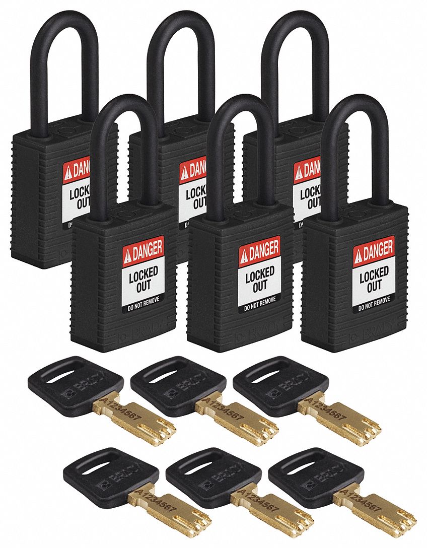 Lockout Padlock Nylon Body Black PK6
