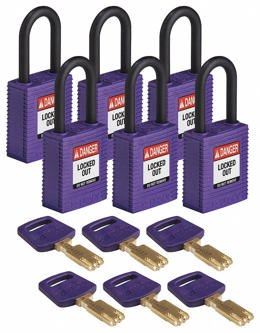 Lockout Padlock Nylon Purple 6 Pins PK6