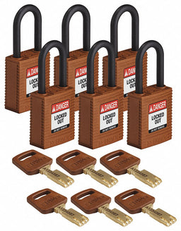 Lockout Padlock Nylon Brn Rectangle PK6