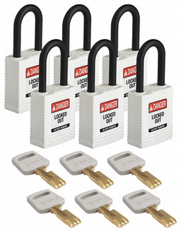 Lockout Padlock Nylon Wht Rectangle PK6