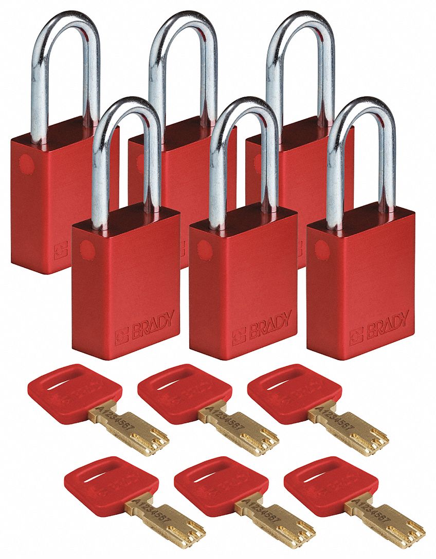 K7472 Lockout Padlock Aluminum Red Alike PK6