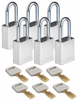 K7472 Lockout Padlock Al Silver Key Alike PK6