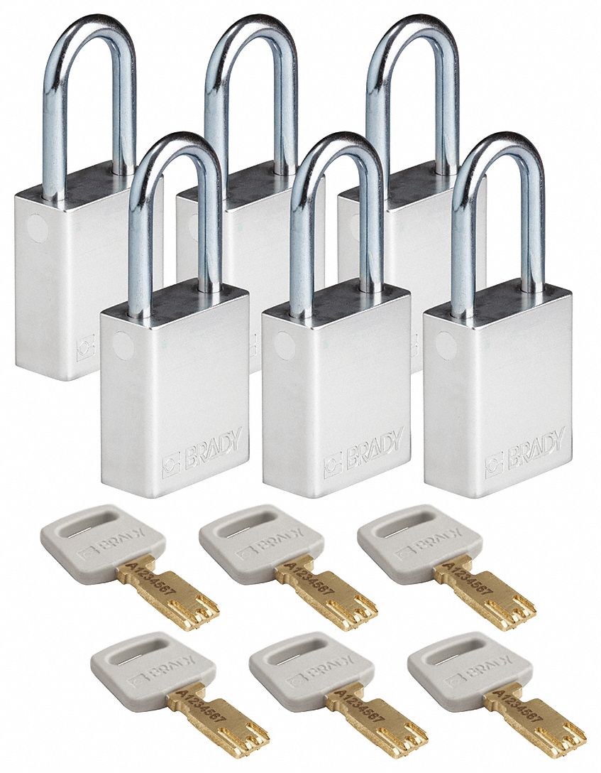K7943 Lockout Padlock Al Silver 1-13/16 H PK6