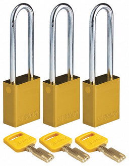 K7474 Lockout Padlock Al 1/4 W Yellow PK3