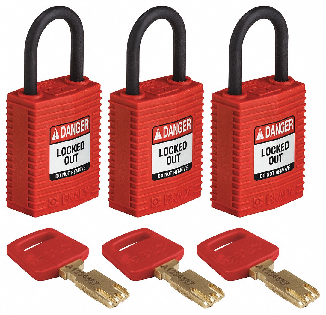 K7458 Lockout Padlock Nylon Red PK3
