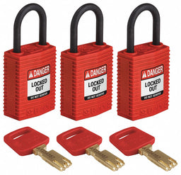 K7458 Lockout Padlock Nylon Red PK3