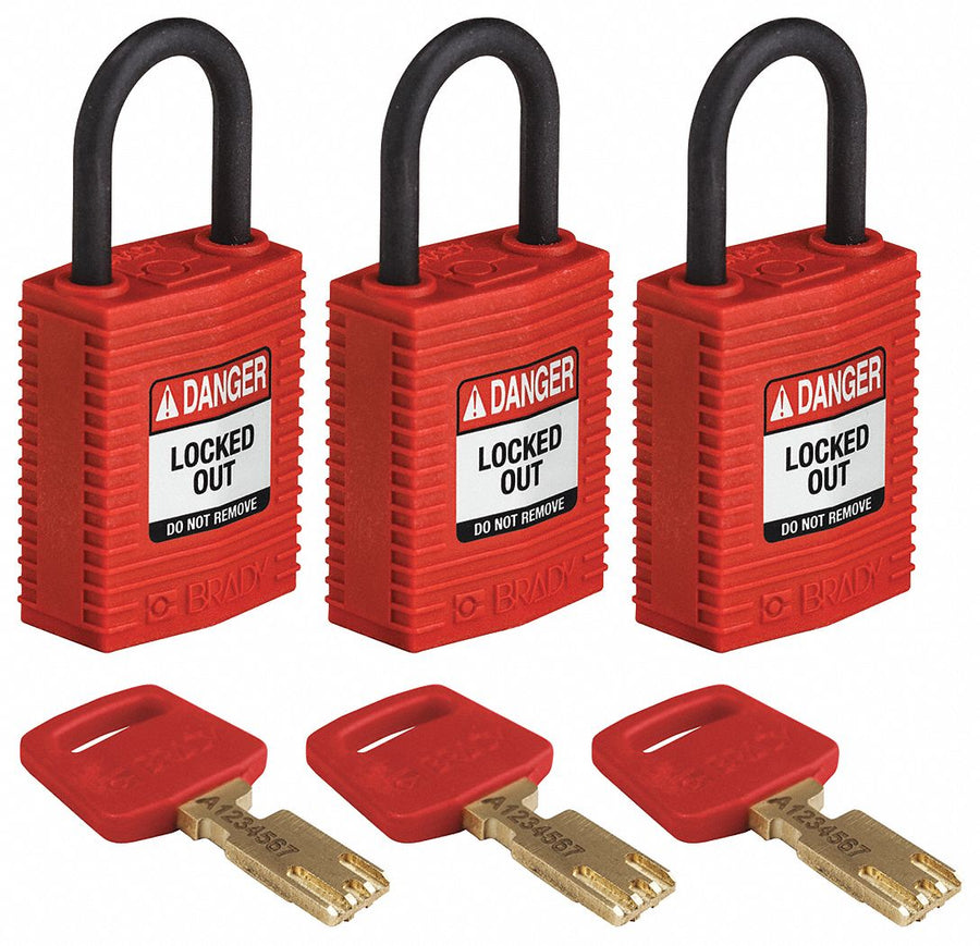 K7458 Lockout Padlock Nylon Red PK3