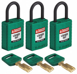 K7458 Lockout Padlock Nylon Green PK3