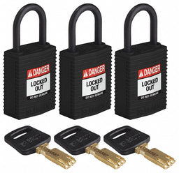 K7458 Lockout Padlock Nylon Black PK3