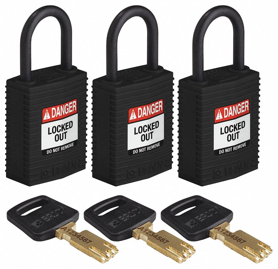 K7458 Lockout Padlock Nylon Black PK3