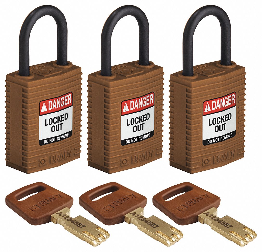 K7458 Lockout Padlock Nylon Brown PK3