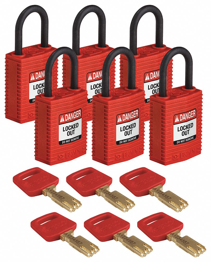 K7460 Lockout Padlock Nylon 1/4 W Red PK6