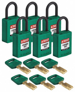 K7460 Lockout Padlock Nylon 1/4 W Grn PK6