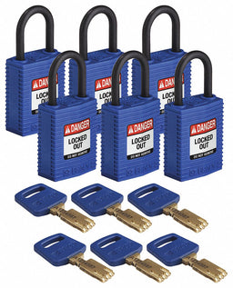 K7460 Lockout Padlock Nylon 1/4 W Bl PK6