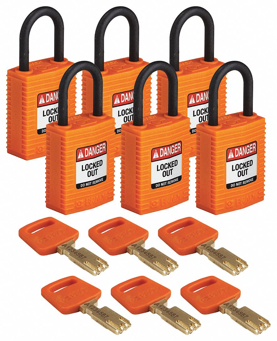 K7460 Lockout Padlock Nylon 1/4 W Org PK6