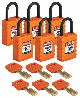 Lockout Padlock Nylon 1-21/32 H Org PK6