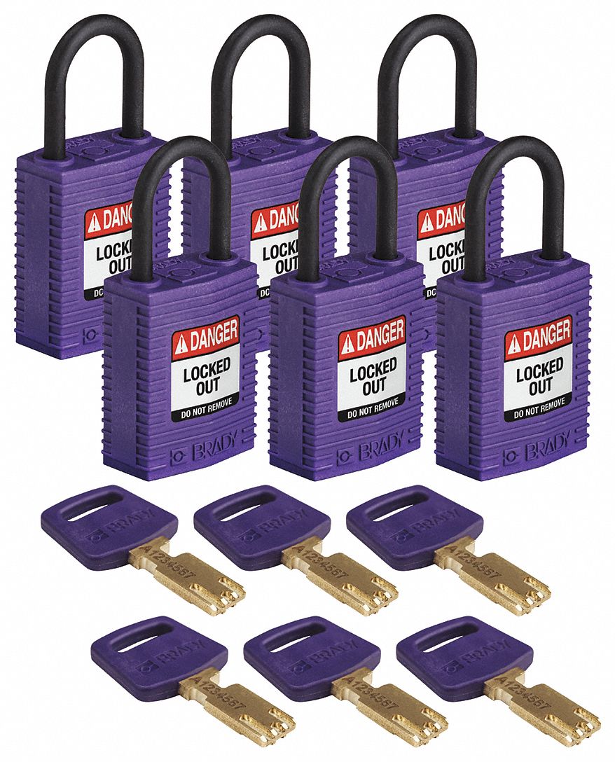 Lockout Padlock Nylon 6 Keys Purple PK6