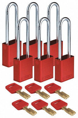 K7475 Lockout Padlock Red 1-13/16 H Body PK6