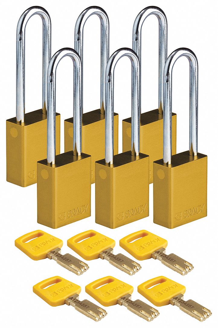 K7942 Lockout Padlock Yellow 1-1/2 W Body PK6