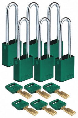 K7475 Lockout Padlock Green 1-1/2 W Body PK6