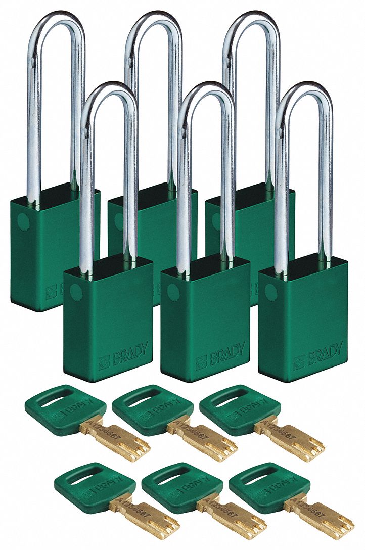 K7942 Lockout Padlock Green 1-1/2 W Body PK6