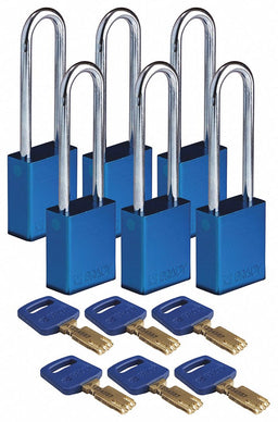 K7475 Lockout Padlock Blue 1-13/16 H Body PK6