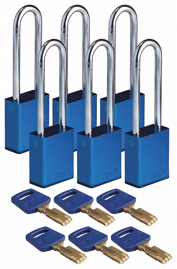 K7475 Lockout Padlock Blue 1-13/16 H Body PK6